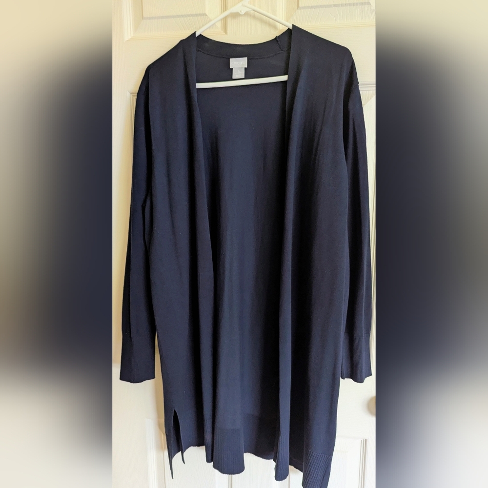 NWT Chico's Deep Blue Long Sleeve Women's Cardigan Size 3